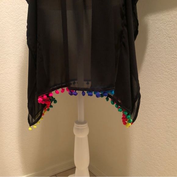 NWOT Swimsuit Cover-up “Into The Bleu” by Amerex - with colorful Pom-Pom trim - Picture 6 of 12